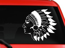 Native American Indian Chief With Beautiful Headdress car truck decal sticker