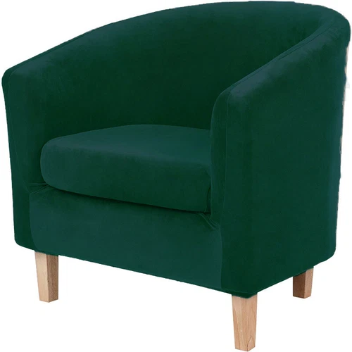 Stretch Velvet Tub Chair Covers Armchair Slipcovers Single Sofa Split Seat Cover - Picture 19 of 33