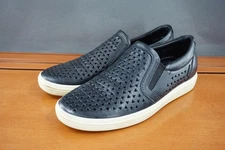 Ecco Soft 7 Slip On Shoe Womens Size 7 Black Perforated Leather Comfort Sneakers