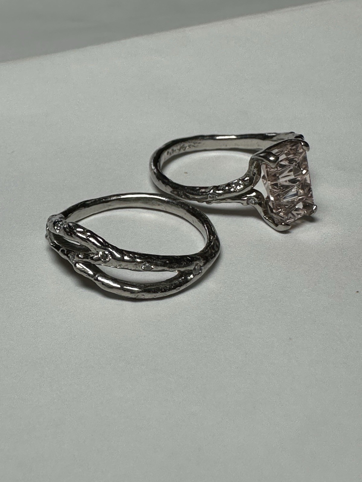 Artisan Created 14k Solid White Gold Morganite Ri… - image 12