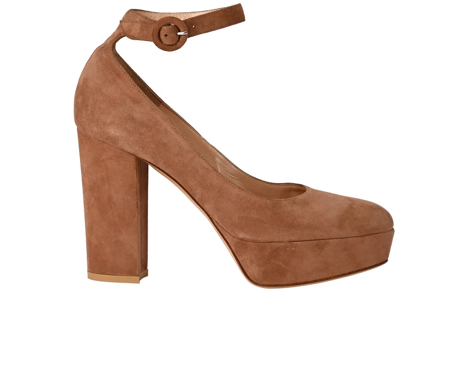 Gianvito Rossi Platform Heels Brown Suede Womens 5.5