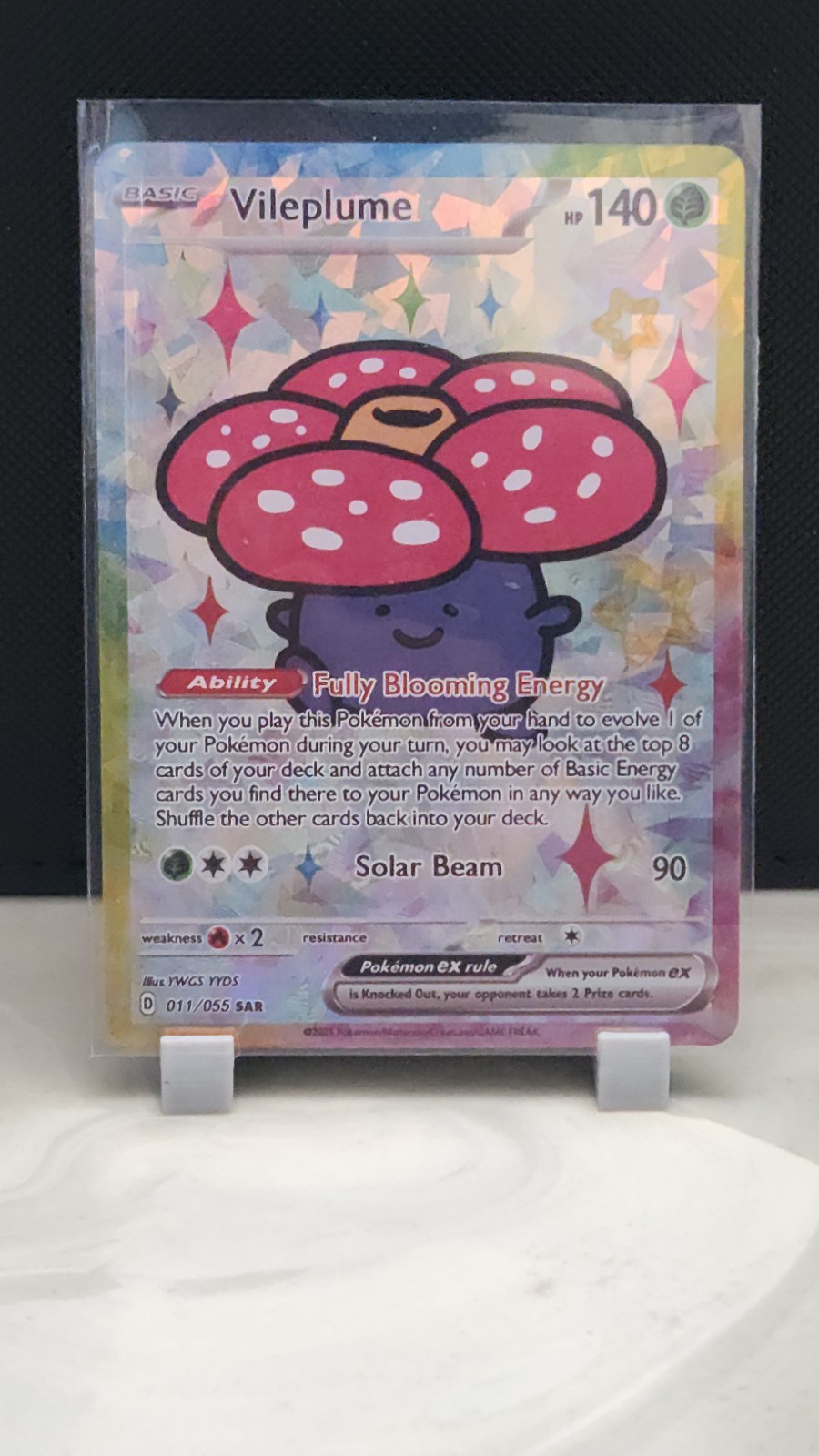 Pokemon Cracked Ice Holo Rainbow Boarder Cute Anime Vileplume Card