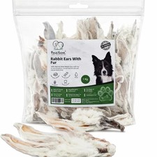 Rabbit Ears with Fur Hair for Dogs 100% Natural Pet Treats Chews for Dogs