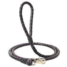 HILASON Western Dog Heavy Duty Leash American Genuine Leather Rope Black/Purple