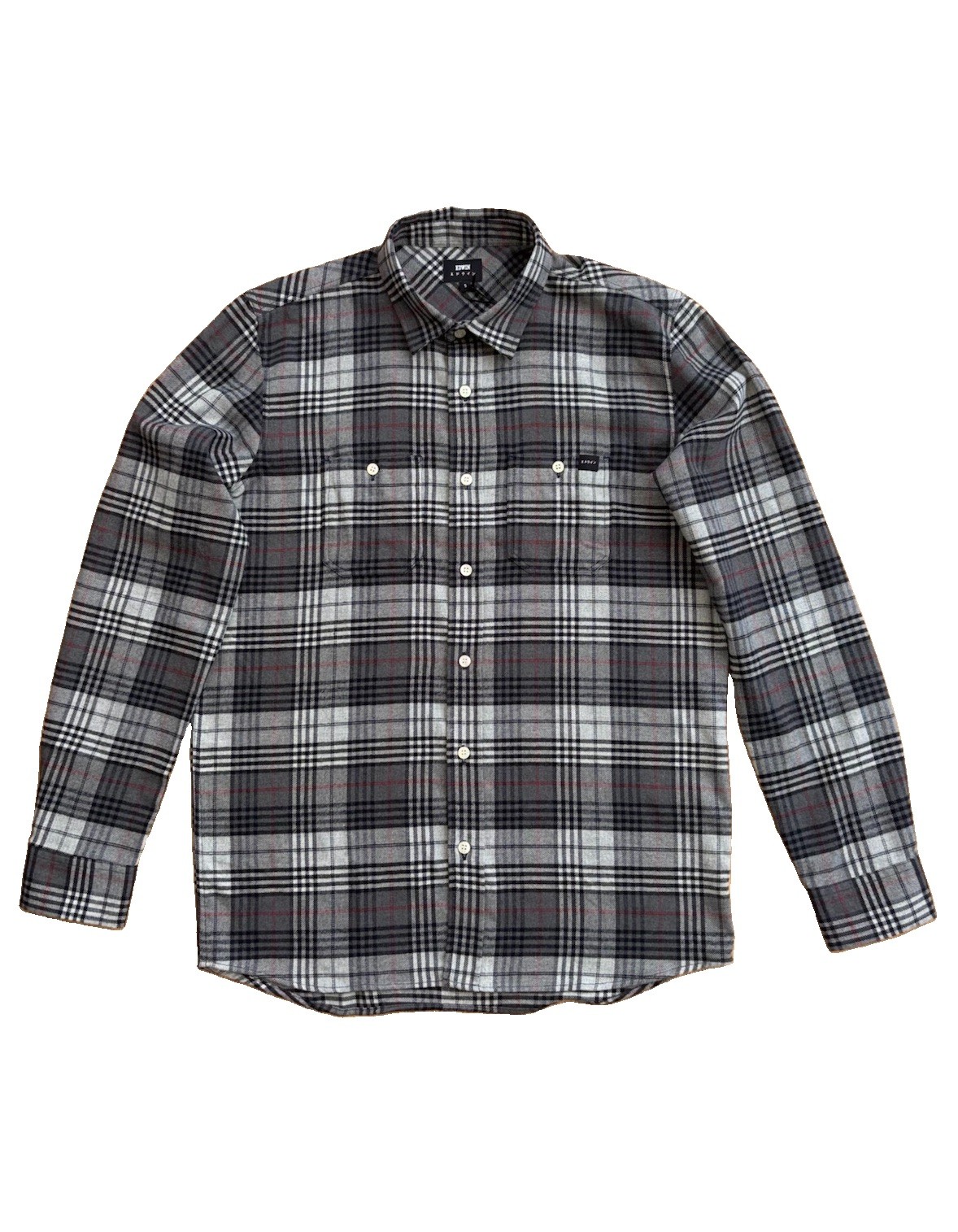 Edwin Men's Check Shirt LS Size Small Casual Grey Mix Flannel Labour Cotton BNWT