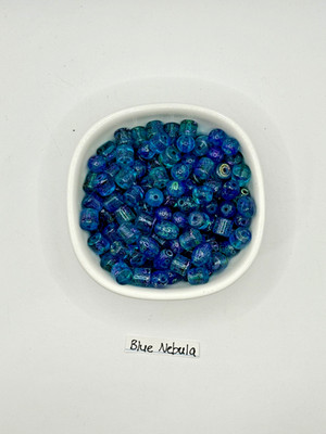 Glass Bead ''Blue Nebula'' Mix Rounds Barrels Tube Jewelry Crafts 100 beads/3.4oz