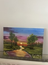Oil hand painting on canvas wall art home decor landscape picture of sunset