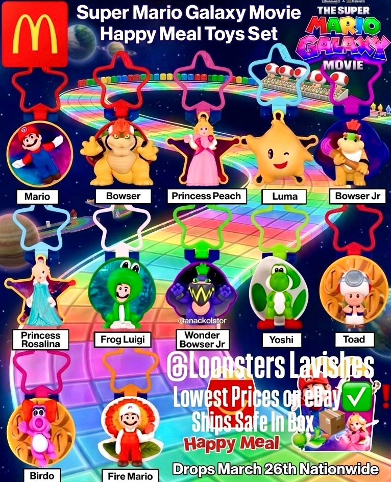 2026 McDonald's Happy Meal Toys Super Mario Galaxy (1-12) Full Set Or Singles