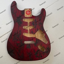 Unfinish Electric Guitar Body Red Figured Grain Veneer With Engraved