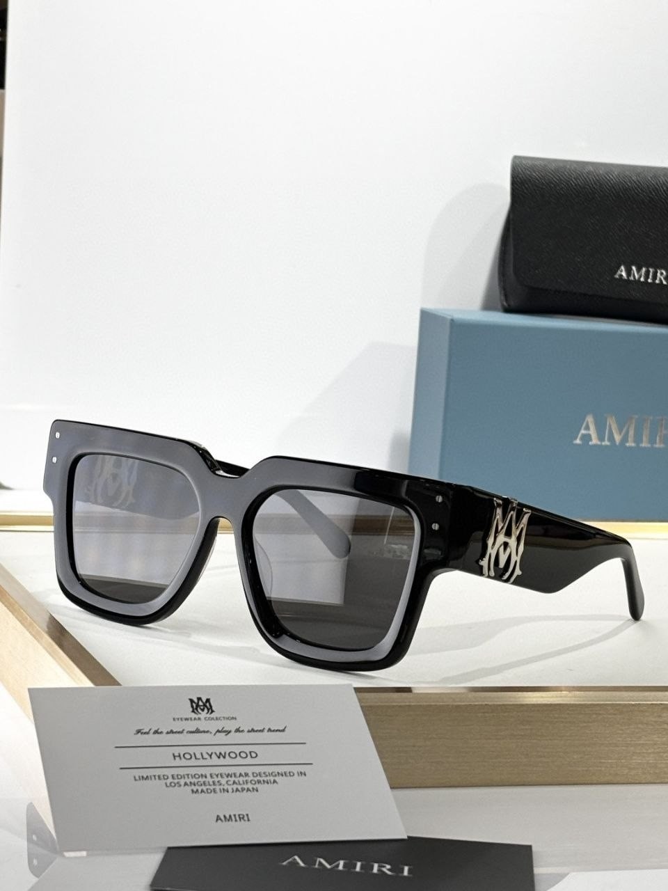AMIRI AMACSN1001 Oversized Square Sunglasses Black Gray UV400 Unisex