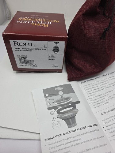 ROHL 735WH Basket White RaL9010 Screw 61mm Manual Operation Strainer #1945.251 - Picture 11 of 12