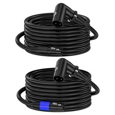 2 PCS XLR Right-Angle Male to Straight Female Extension Cable 10ft 3-Pin