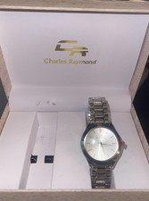 Charles Raymond Silver Stainless Steel Watch New