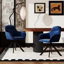 Goeurvant Set of 2 Dining Chairs Velvet Dark Blue Used