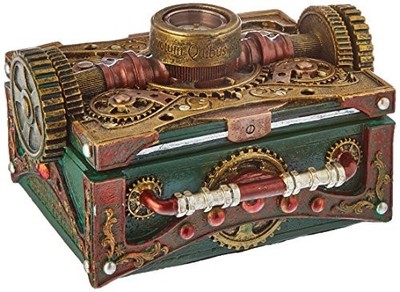 Steampunk Box with Compass Jewelry Trinket Container New