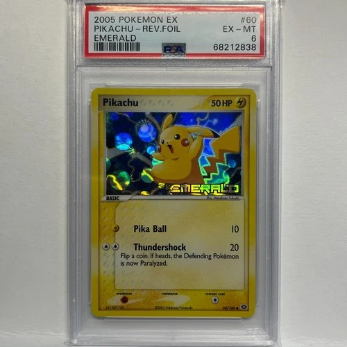 New Listing2005 Pikachu 60/106 Emerald Reverse Holo Stamped PSA 6