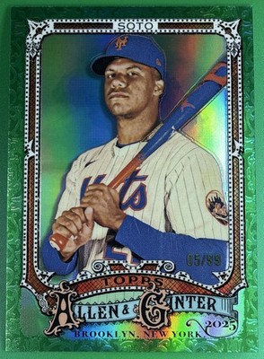 2025 Topps Allen & Ginter Juan Soto #95 Chrome Green Refractor 5/99 Mets