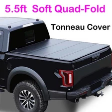 5.5FT Bed 4 Fold Soft Tonneau Cover Fits 2015-2023 Ford F150 Truck Bed