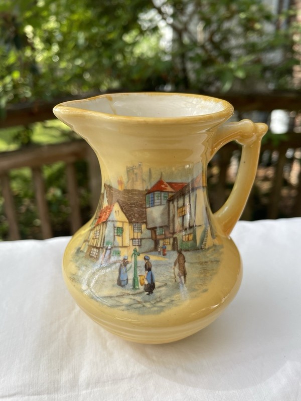 Am. Pitcher/creamer Lancaster & Sons English Ware “The Jolly Drover”. 4” X 3.5”