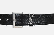 Authentic SAINT LAURENT Paris YSL-LOGO CASSANDRE Women's Belt 80 US32