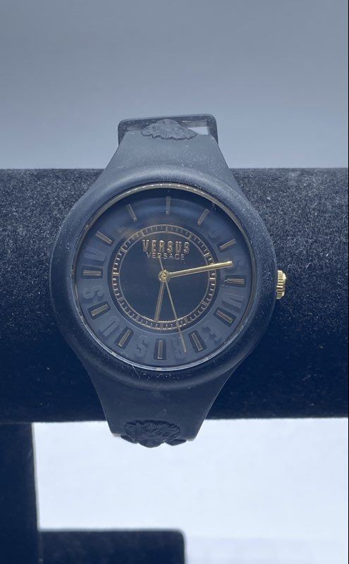 Versus Versace VSPQQ0718 Black Silicone Gold Tone Quartz Men's Watch 38mm