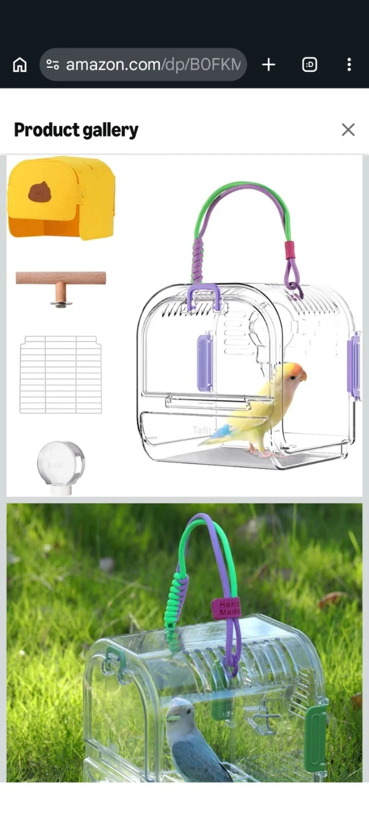 Bird Travel Carrier Cage with Metal Perch, Bottom Mesh, Food Bowl Tray, Cage ...
Opens in a new wind