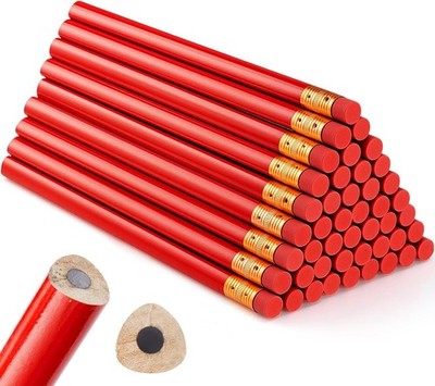 48 Pcs Jumbo round Pencil, Wooden Pencil with Black Core for Carpenters Construc