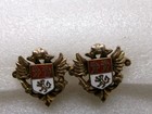 Vintage Coro Coat of Arms Earrings Red & White Enamel Lions Gold Tone Screw Back — photo 5
