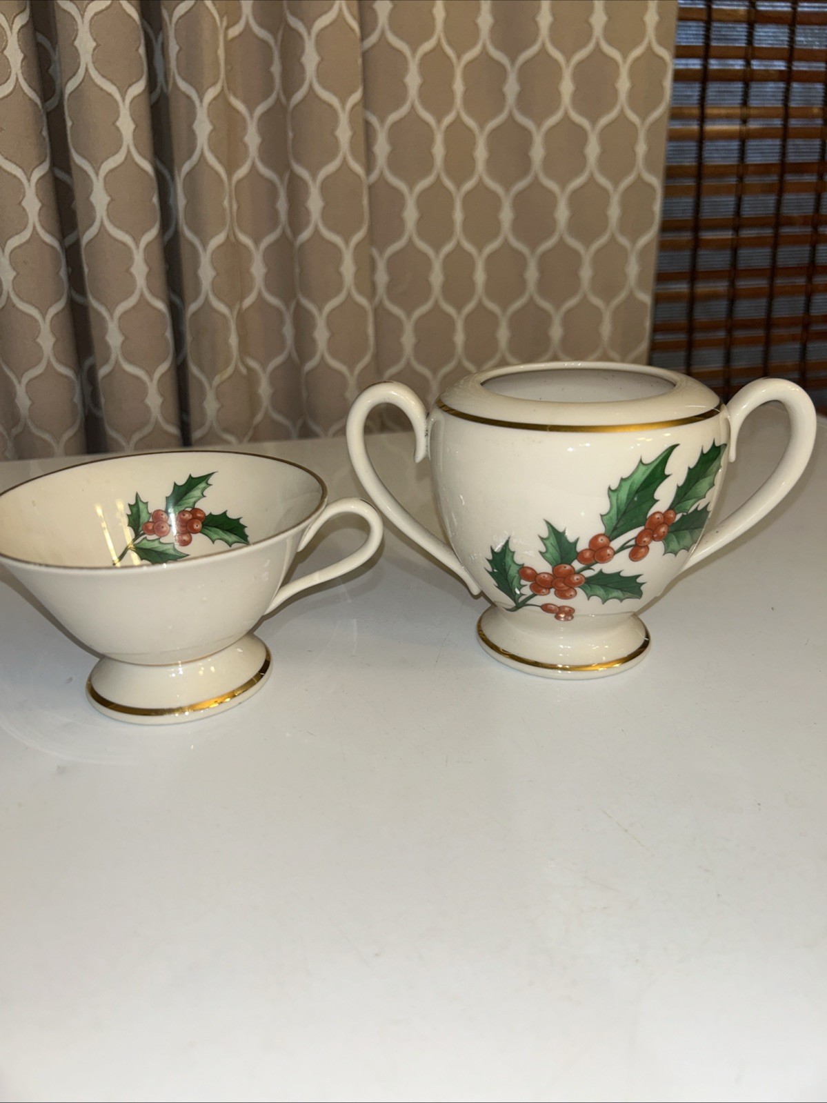 Lot Of 2 Christmas Fine China Holly Design REFER TO PICTURES