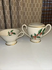 Lot Of 2 Christmas Fine China Holly Design REFER TO PICTURES