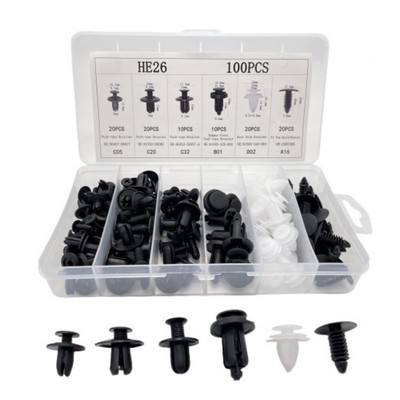 100Pcs HE26 Door Trim Panel Fastener Kit Car Body Push Retainer Pin Rivet Bumper