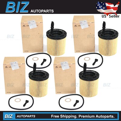 4X Genuine Oil Filters for 2020-2025 Hyundai Kia 1.6L Various Models 26350-2M000