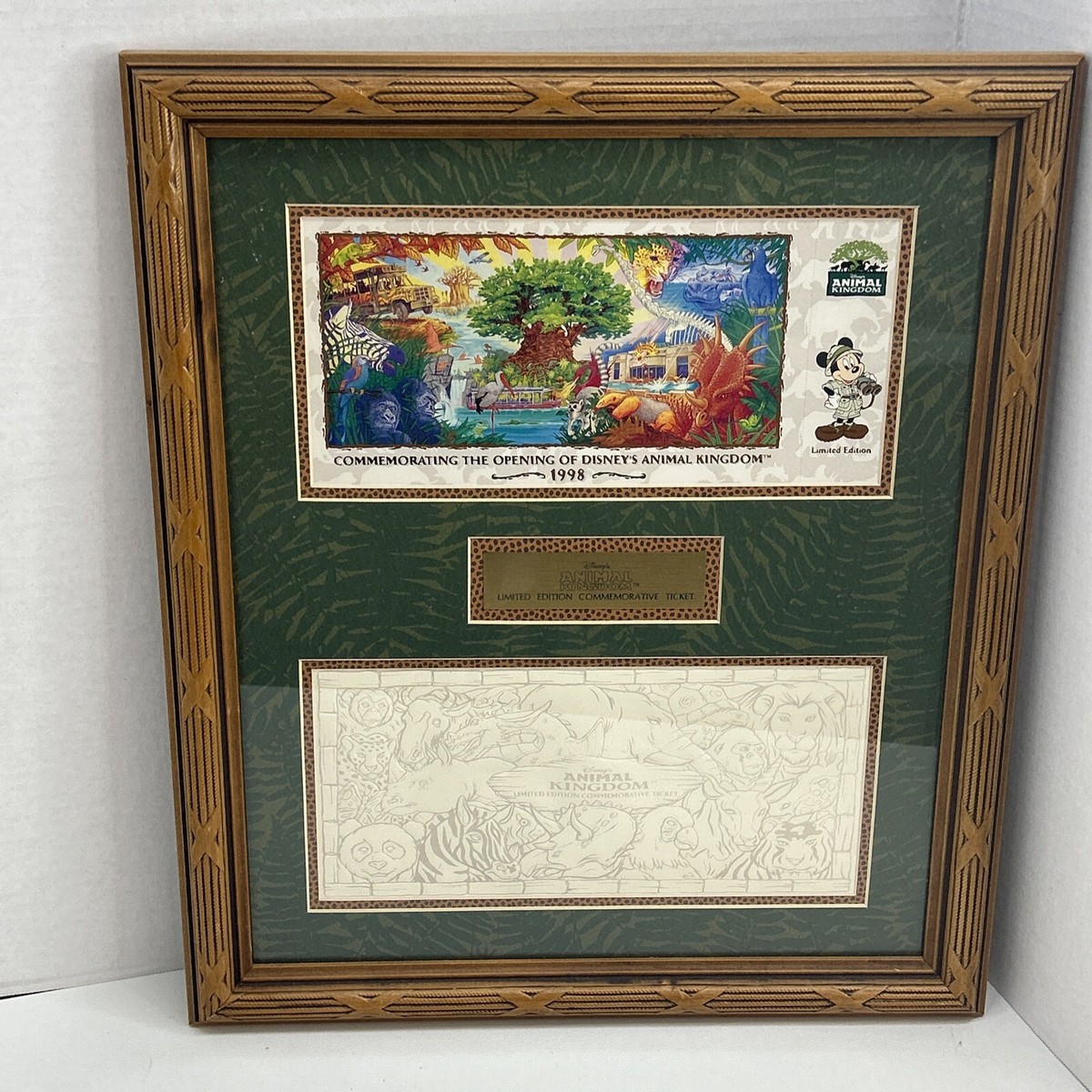 WDW Animal Kingdom Limited Edition Commemorative Ticket Framed