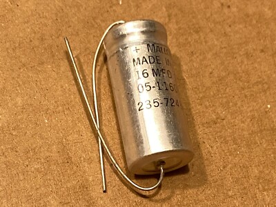 NOS Vintage 1972 Mallory 16 uf 250v Guitar Tube Amp Capacitor TESTS GOOD (Qty)