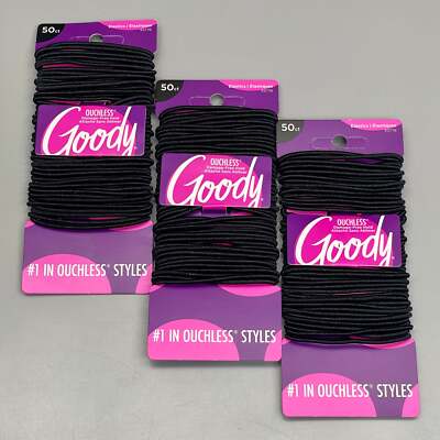 Goody 3 Set Of 50! Ouchless Damage-Free Halter Elastisch 150 CT Schwarz 3000168