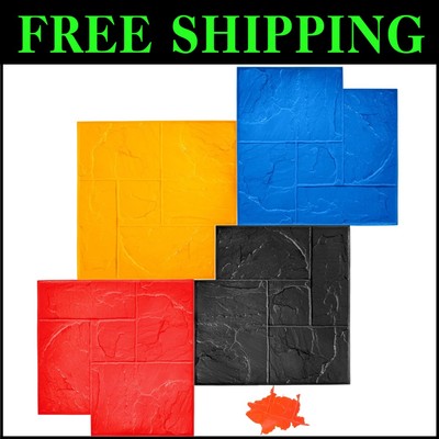 Realistic Slate Concrete Stamps - 4 Piece Set for Beautiful Patios & Decks