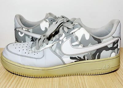 Nike Air Force 1 Low Winter Camo Grey Gray & White Sneakers Men's 10 | eBay