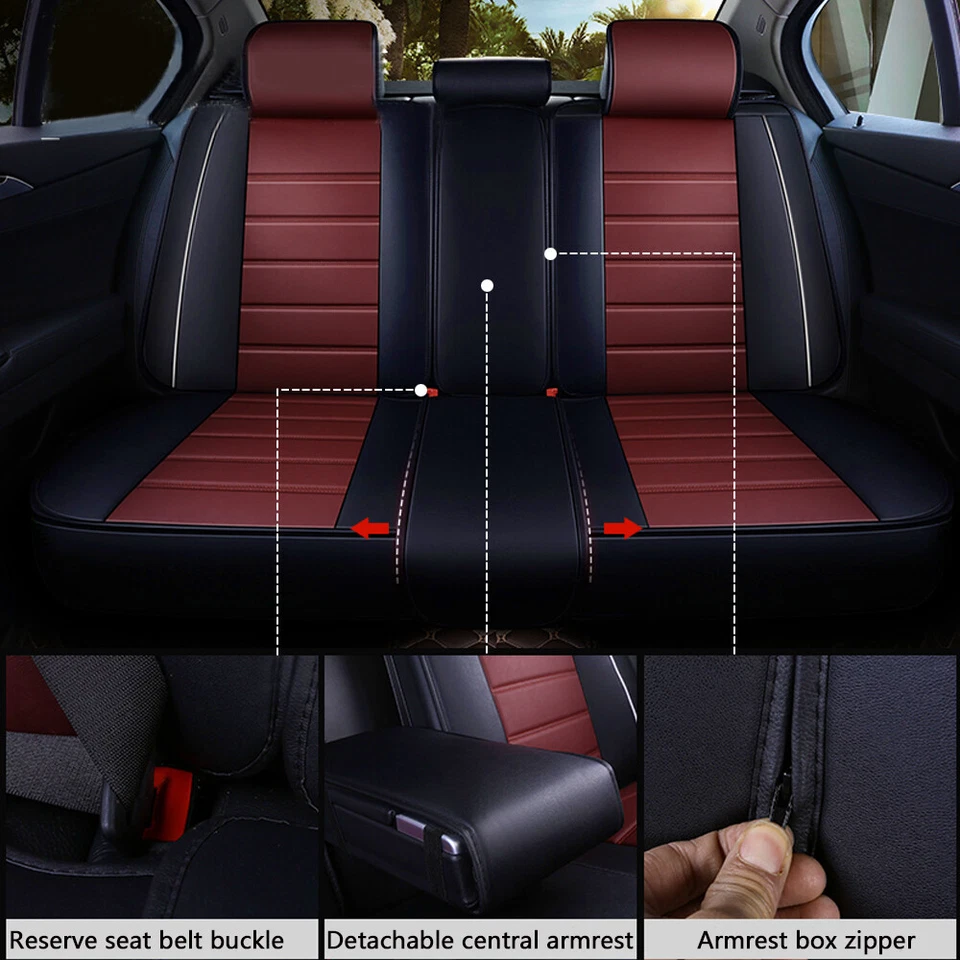 Juego completo de funda de cojín impermeable de cuero para coche de 5 asientos para Chevrolet Malibu Foto 4 de 4