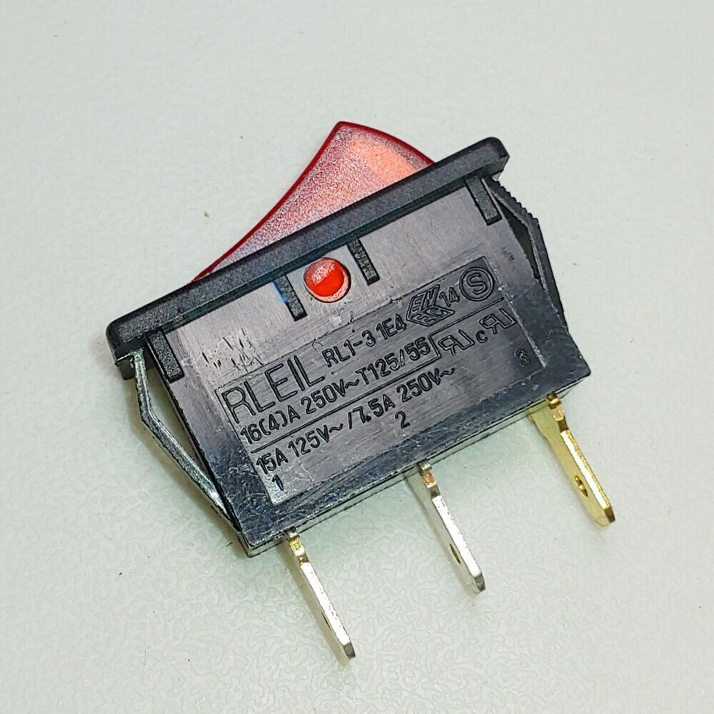 1PC 3 Pin 16A 250VAC T125/55 Red Lamp   RL1-3 1E4 Power On Off Rocker Switch