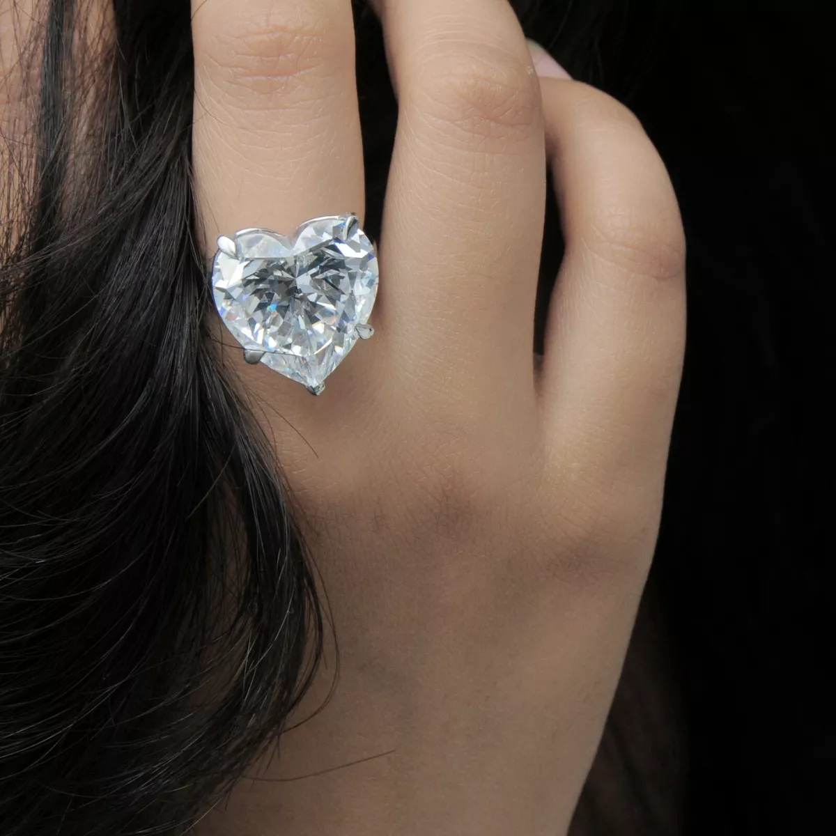 Heart Rings 925 Sterling Silver Cubic Zirconia 10ct White Women