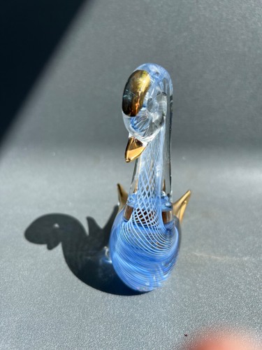 Murano Glas Schwan Glas Figur 70er vergoldet 24K Vintage Briefbeschwerer - Bild 2 von 8