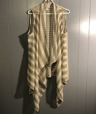 Chicos Women Open Waterfall Cardigan Size 2 Large Sleeveless Stripes READ 
