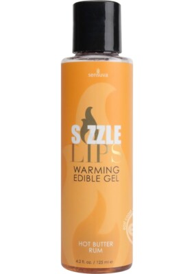 Sizzle Lips Warming Edible Massage Oil Butter Rum 4.2oz