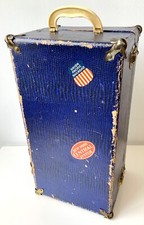 Vtg 1950s Antique Doll Steamer Trunk Wardrobe Travel Case travel stickers