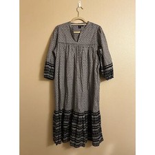 Uniqlo X  Anna Sui Boho Chic Scandi 100% Silk Floral Paisley  3/4 Sleeves Dress