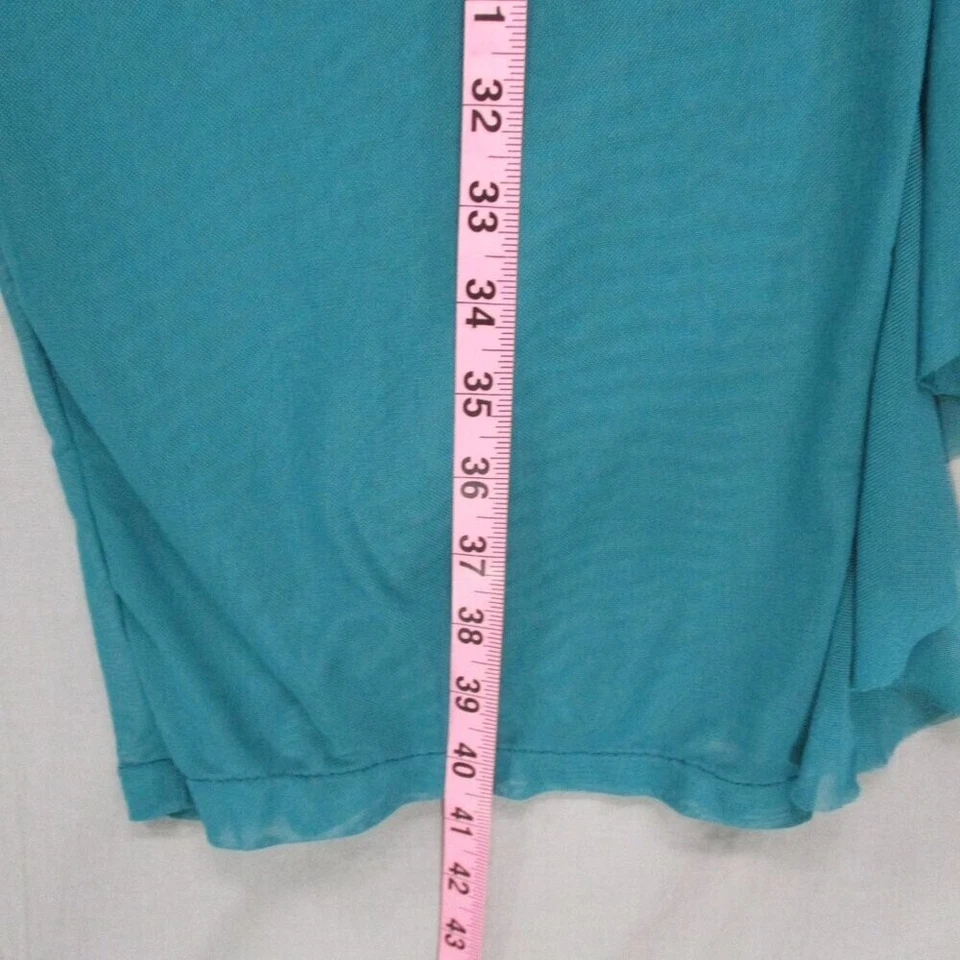 Sheer Teal 蓝色/绿色裤子,带褶边宽松版型女式尺寸 | XL — 第 4/4 张图片