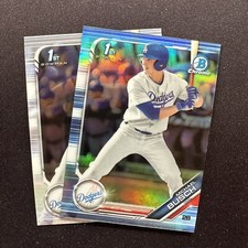 2019 Bowman Chrome Sky Blue Refractor Michael Busch + Base BDC-57 1st Dodger RC