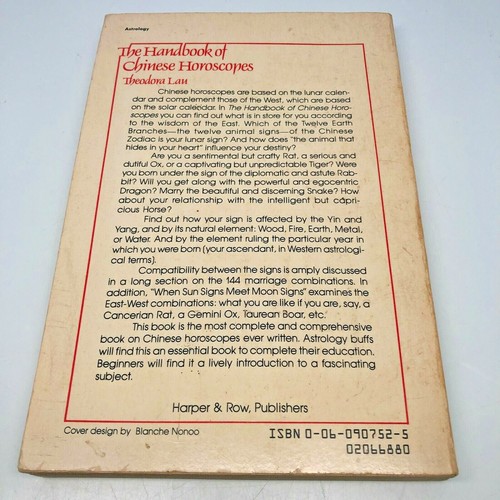 El Manual de Horóscopos Chinos, Theodora Lau Copyright 1979 PB, Bueno/En muy buen estado - Imagen 2 de 5