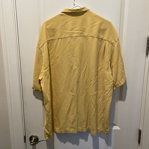 Tommy Bahama Hawaiian 100% Silk Shirt Mens XXL Yellow Solid - Picture 4 of 5