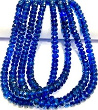 Blue Sapphire Faceted Beads, Top Quality Rondelle Gemstone Jewelry 6-8mm 16 Inch